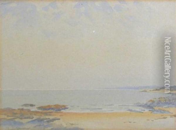 Peaceful Beach Scene Oil Painting - Charles-Joseph Lameire