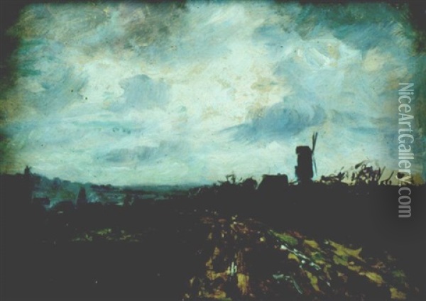 Krajobraz Z Wiatrakiem Oil Painting - Maximilian Gierymski