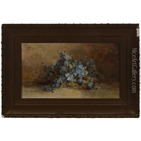 Blue Flowers On A Ledge Oil Painting - Mary Herrick Ross