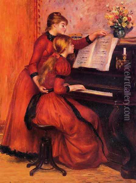 The Piano Lesson Oil Painting - Pierre Auguste Renoir
