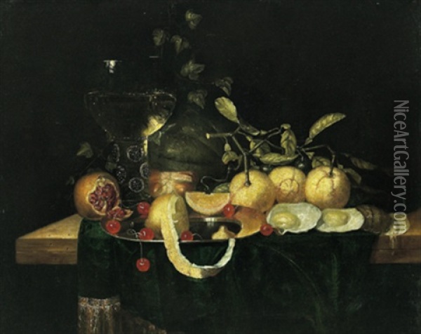 Stillleben Mit Orangen, Kirschen, Granatapfel Und Einem Gefullten Weinglas Oil Painting - Jan Jansz de Heem the Younger