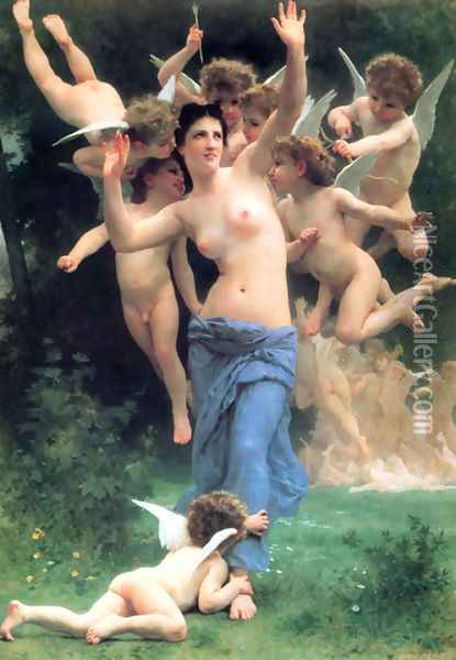 Invading Cupids Realm Oil Painting - William-Adolphe Bouguereau