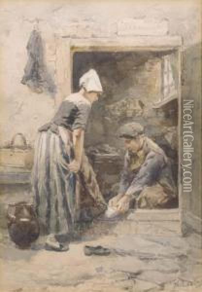 The Shoemaker Oil Painting - Johan Mari Ten Kate