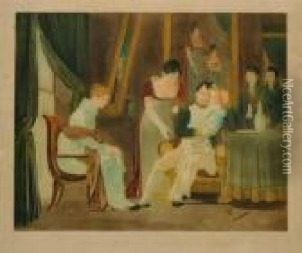 Derniers Adieux De Napoleon A Sa Famille Oil Painting - Alexandre Evariste Fragonard