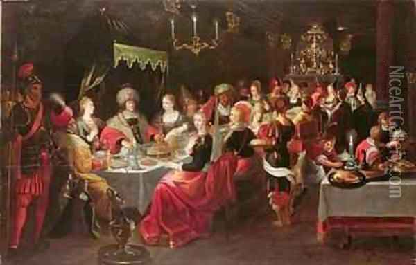 Belshazzars Feast Oil Painting - Frans I Francken