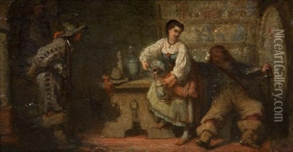 Tavern Scene Oil Painting - Ernest Meissonier