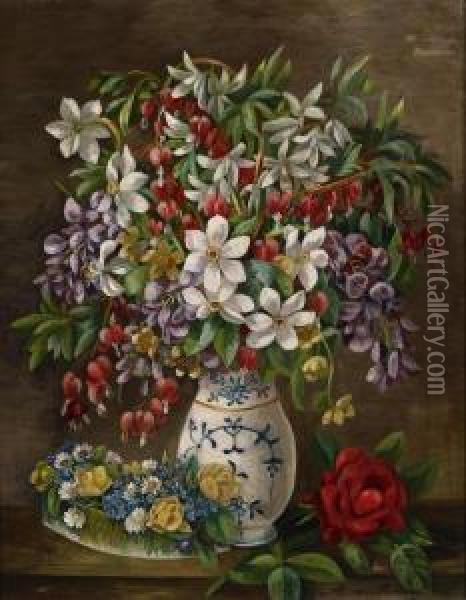 Bouquet Offlowers Oil Painting - Mathilde Von Mestrovic