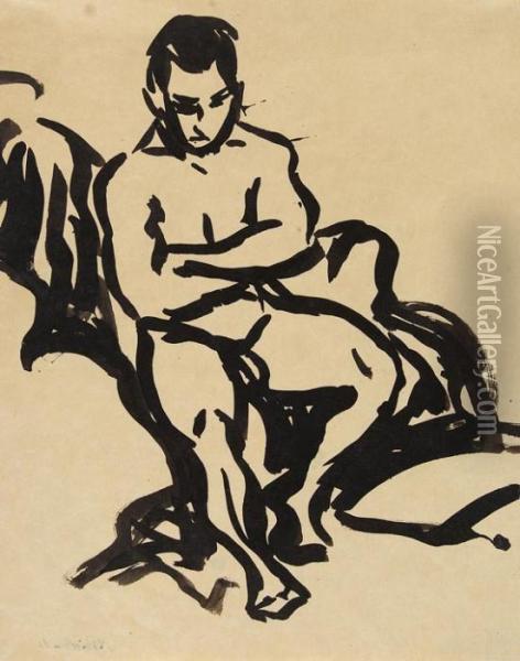 Sitzender Mannlicherakt Oil Painting - Ernst Ludwig Kirchner