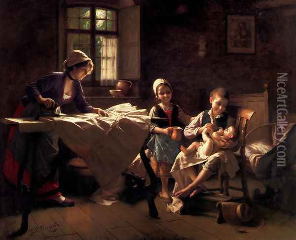 A Happy Family Oil Painting - Giovanni Battista Torriglia