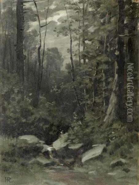 The Forest In Moonlight Oil Painting - Hermann Traugott Rudisuhli