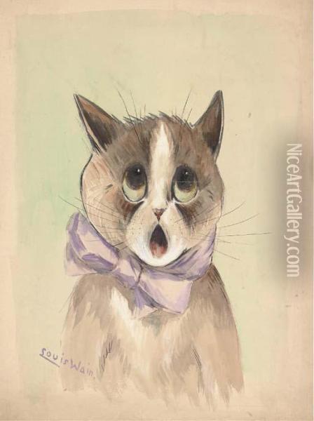 The Carol Singer Cat Oil Painting - Louis William Wain