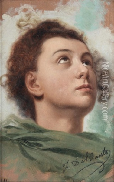 Studio Di Testa Dal Vero, 1906 Oil Painting - Felice Del Santo