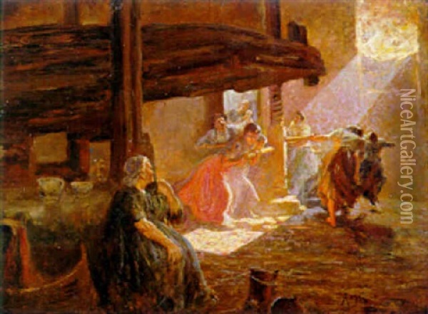 Il Mosto Oil Painting - Luigi Rossi