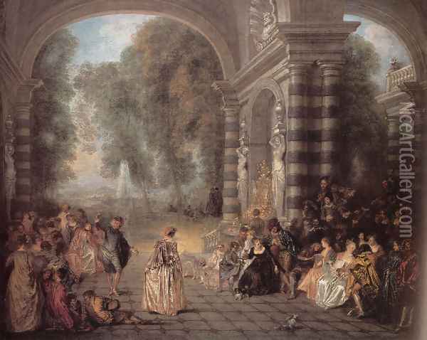 Les Plaisirs du bal (Pleasures of the Ball) Oil Painting - Jean-Antoine Watteau