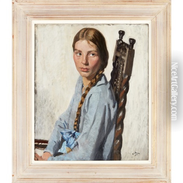 Portrait Of The Artist's Daughter Oil Painting - Ernest S. Lumsden