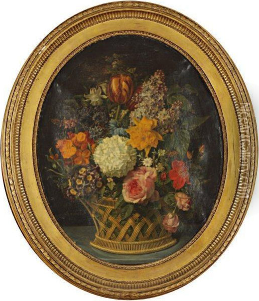 Corbeille De Fleurs Oil Painting - Marie-Victoire Lemoine