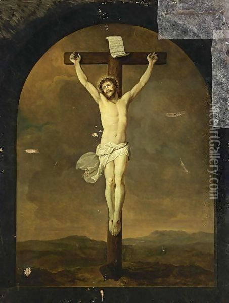 Christ On The Cross Oil Painting - Adriaan de Lelie
