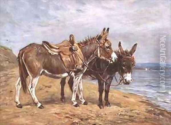 Seaside Donkeys Oil Painting - John Emms