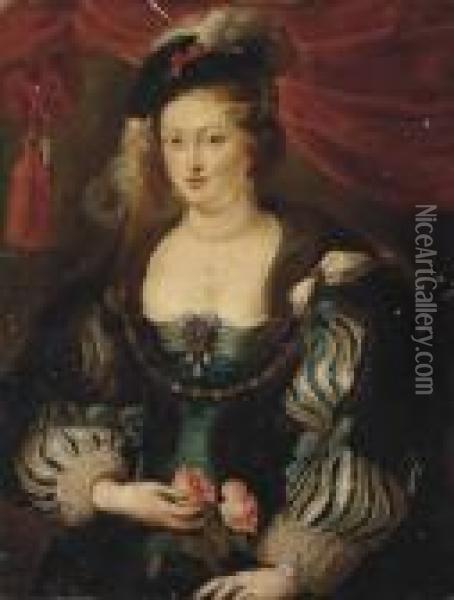Studio Portrait Of A Lady Oil Painting - Peter Paul Rubens