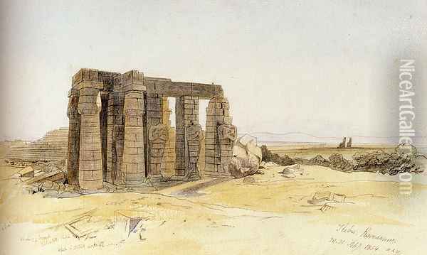 The Ramesseum, Thebes Oil Painting - Edward Lear