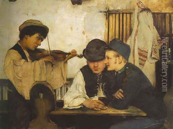The Good Wine 1884 Oil Painting - Simon Hollosy