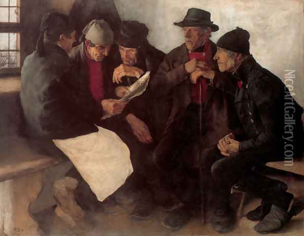 Dorfpolitiker (Village Politicians) Oil Painting - Wilhelm Leibl