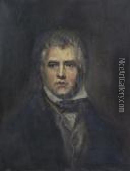 Head And Shoulder Portrait Of Sir Walter Scott Oil Painting - Sir Henry Raeburn