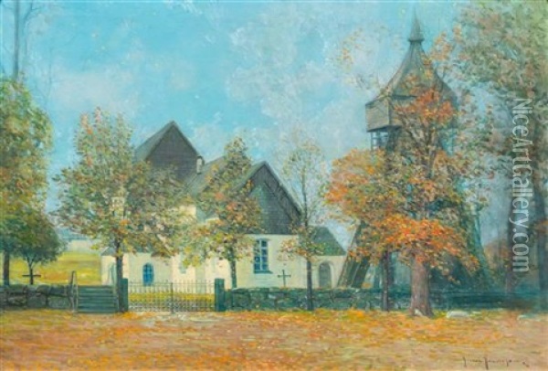 Church In Sweden Oil Painting - Svend Rasmussen Svendsen