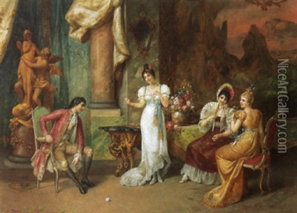 Flirtation Oil Painting - Franz Von Persoglia