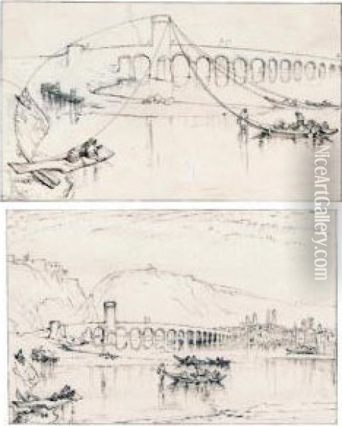 Coblentz Bridge After Joseph Mallord William Turner; Coblentz Bridge Oil Painting - John Ruskin