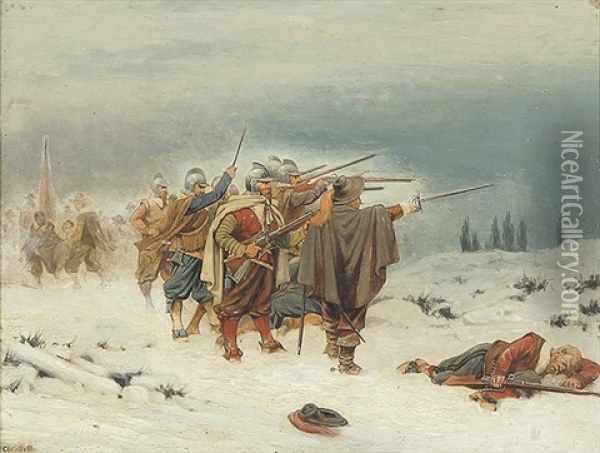 Soldaten Im Schnee Oil Painting - Christian Sell the Elder