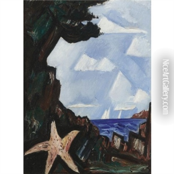 Sea View - Starfish, New England Oil Painting - Marsden Hartley