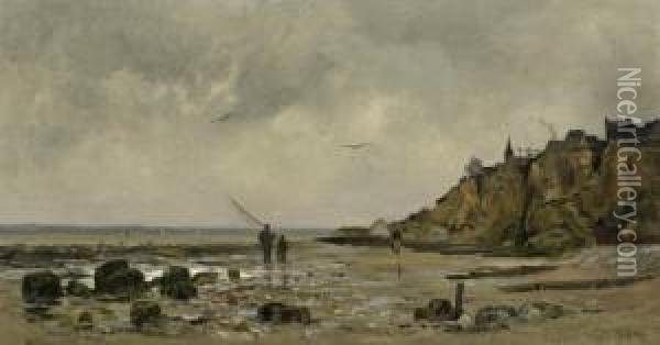 Villerville Beach Oil Painting - Hippolyte Camille Delpy