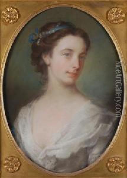 Portrait Of A Lady Head And Shoulders Oil Painting - Hoare, William, of Bath