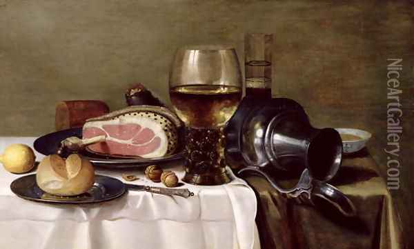 Still Life with Ham (2) Oil Painting - Pieter Claesz.