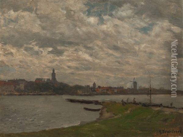 Blick Uber Die Waal Auf Nijmegen Oil Painting - Gustav Schoenleber