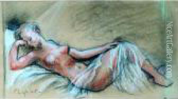 Jeune Femme Endormie. Oil Painting - France Leplat