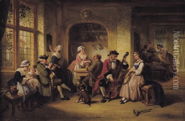 Merry Company In A Tavern Oil Painting - Henricus Engelbertus Reijntjens