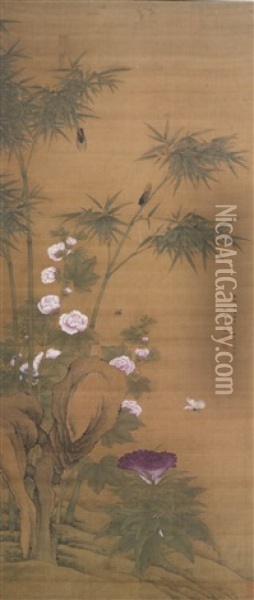 Birds And Flowers, After Yuan Dynasty Masters Oil Painting -  Jiang Tingxi