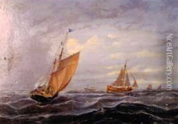 Shipping On Rough Seas Oil Painting - William Daniel Penny