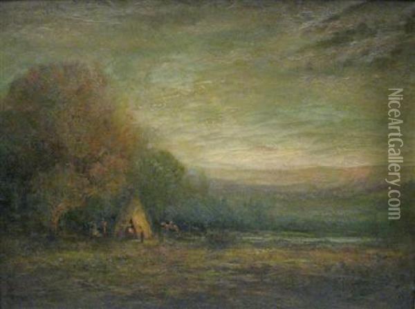 Encampment With Teepee Oil Painting - Hudson Mindell Kitchell