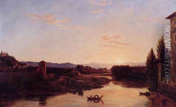 Sunset of the Arno Oil Painting - Thomas Cole