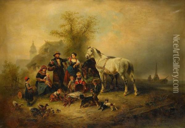 Familjeidyll Oil Painting - Wilhelm Alexander Meyerheim
