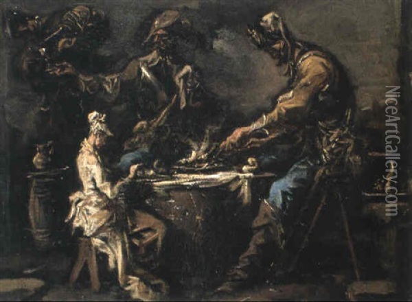 Soldaten Mit Junger Frau Beim Mahle Oil Painting - Alessandro Magnasco