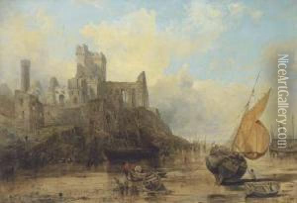 Peel Castle, Isle Of Man Oil Painting - John Wright Oakes
