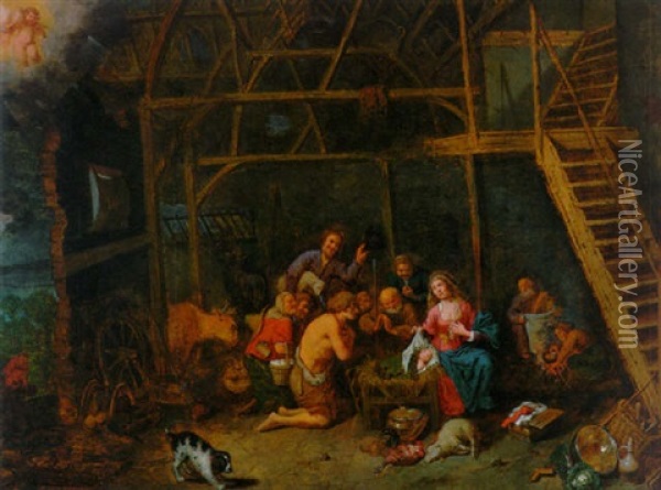 The Adoration Of The Shepherds Oil Painting - David Ryckaert III