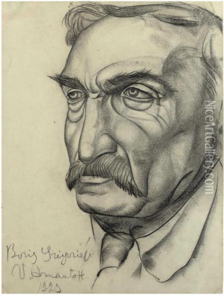 Portrait Of Victor Arnautoff Oil Painting - Boris Dimitrevich Grigoriev