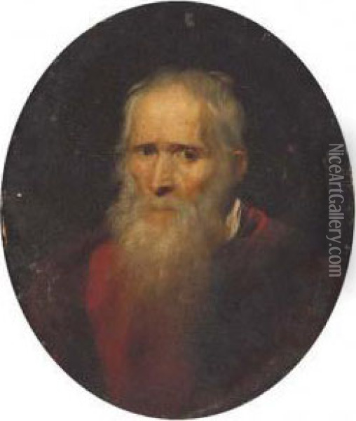 Portrait Of A Gentleman, Bust-length, In A Red Coat Oil Painting - Domenico Tintoretto