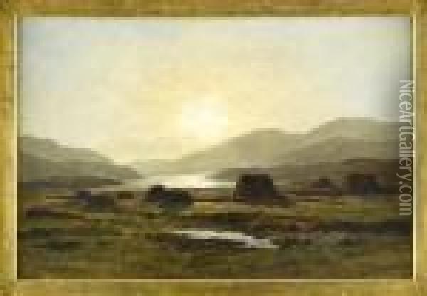 Peat Moss, Loch Vennacher Oil Painting - Duncan Cameron