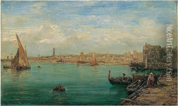 St Malo Harbour Oil Painting - Edwin Hayes